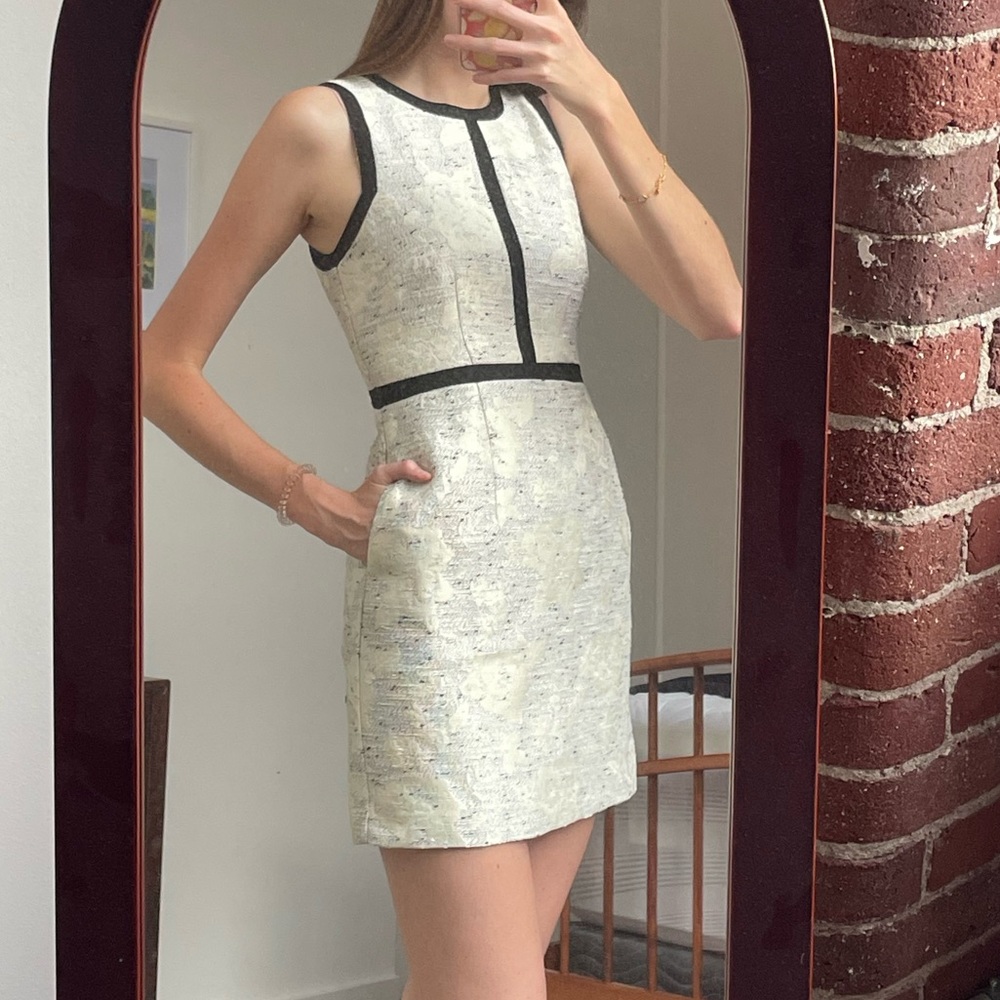 H&M white and black shimmer sheath dress